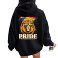 Lgbt Lion Gay Pride Lgbtq Rainbow Flag Sunglasses Women Oversized Hoodie Back Print Black
