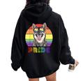 Lgbtq Swedish Vallhund Dog Rainbow Love Gay Pride Women Oversized Hoodie Back Print Black