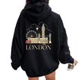 London Souvenir England Vintage City British Uk T- Women Oversized Hoodie Back Print Black