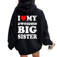 I Love My Awesome Big Sister Women Oversized Hoodie Back Print Black