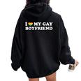 I Love My Gay Boyfriend Gay Pride Rainbow Women Oversized Hoodie Back Print Black