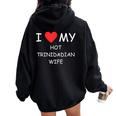 I Love My Hot Trinidadian Wife Cute Country Heart Women Oversized Hoodie Back Print Black