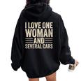 I Love One Woman And Several Cars Mechanic Car Lover Husband Women Oversized Hoodie Back Print Black