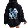 Lunch Lady Love Snowman Xmas Winter Season Christmas Women Oversized Hoodie Back Print Black