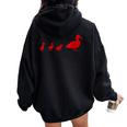 Mama Duck 3 Ducklings Animal Family R Women Oversized Hoodie Back Print Black