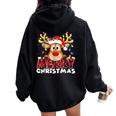 Merry Christmas Reindeer Xmas Santa Claus Women Women Oversized Hoodie Back Print Black