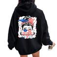 Messy Bun 4Th Of July Patriotic Af Pregnant Pregnancy Mom Women Oversized Hoodie Back Print Black