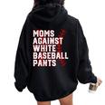 Moms Against White Baseball Pants Baseball Mama Women Oversized Hoodie Back Print Black