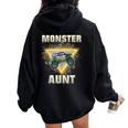Monster Truck Aunt Retro Vintage Monster Truck Women Oversized Hoodie Back Print Black