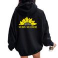 No Rain No Flowers Sunflower Botanical Flower Women Oversized Hoodie Back Print Black