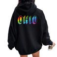 Ohio Lgbtq Pride Rainbow Pride Flag Women Oversized Hoodie Back Print Black