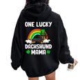 One Lucky Dachshund Mama Dog St Patrick's Day Women Oversized Hoodie Back Print Black