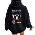 Outdoor Campfire Cooking Dutch Oven Queen Women Oversized Hoodie Back Print Black