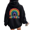 Be Your Own Superhero Colorful Rainbow Decor Motivational Women Oversized Hoodie Back Print Black