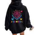 Pansexual Subtle Pan Pride Lgbtq Subtle Moon Phase Crystals Women Oversized Hoodie Back Print Black