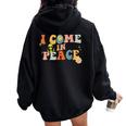 I Come In Peace Im Peace Groovy Matching Couples Women Oversized Hoodie Back Print Black