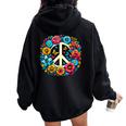 Peace Love Groovy Peace Sign Women Oversized Hoodie Back Print Black