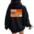 Peace Love Sunshine Mother Father Sun Lover Vintage Women Oversized Hoodie Back Print Black