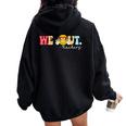 Peace We Out Teacher Happy Last Day Of School Teacher Women Oversized Hoodie Back Print Black