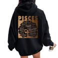 Pisces Girl African American Melanin Birthday Women Oversized Hoodie Back Print Black