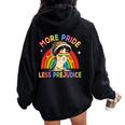 More Pride Less Prejudice Rainbow Lgbt Gay Lesbian Pride Women Oversized Hoodie Back Print Black