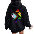 Progress Pride Rainbow Flag For Inclusivity Women Oversized Hoodie Back Print Black