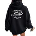 Promoted To Auntie Est 2024 Soon To Be New Aunt Baby Reveal Women Oversized Hoodie Back Print Black