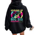 Promoted To Big Sister Leveling Up To Big Sis Women Oversized Hoodie Back Print Black