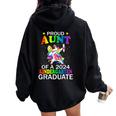 Proud Aunt Of A 2024 Kindergarten Graduate Unicorn Dab Women Oversized Hoodie Back Print Black