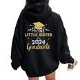 Proud Little Sister Class Of 2024 Graduate Senior Graduation Women Oversized Hoodie Back Print Black