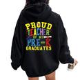 Proud Teacher Of My Pre-K Graduates Women Oversized Hoodie Back Print Black