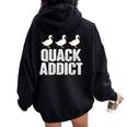 Quack Addict Duck Lover Women Oversized Hoodie Back Print Black