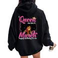 A Queen Was Born In March Birthday Black Afro Girls Women Oversized Hoodie Back Print Black
