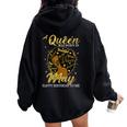 A Queen Was Born In May Birthday Afro Girl Black Women Women Oversized Hoodie Back Print Black