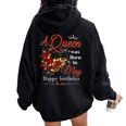 A Queen Was Born In May Girls Batterfly May Birthday Women Oversized Hoodie Back Print Black