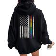 Rainbow Gay Pride American Flag Lgbt Gay Transgender Pride Women Oversized Hoodie Back Print Black