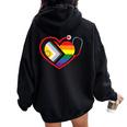 Rainbow Heart Lgbtq Doctor Nurse Medical Pride Month Squad Women Oversized Hoodie Back Print Black