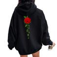 Red Roses For Men Women And Youth Flower Gardening Women Oversized Hoodie Back Print Black