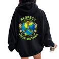 Respect Your Mother Earth Day Nature Goddess Flowers Women Oversized Hoodie Back Print Black