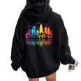 Retro Fort Lauderdale Skyline Rainbow Lgbt Lesbian Gay Pride Women Oversized Hoodie Back Print Black
