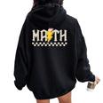 Retro Groovy Checkered Math Teacher High School Math Lovers Women Oversized Hoodie Back Print Black