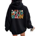 Retro Groovy It's A Good Day For Speech Therapy Smile Face Women Oversized Hoodie Back Print Black