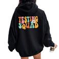 Retro Groovy Testing Squad Test Day Motivational Teacher Kid Women Oversized Hoodie Back Print Black