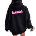 Retro Pink Scientist Science Teacher Back To School Women Oversized Hoodie Back Print Black