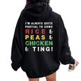 Rice And Peas And Chicken Jamaican Slang And Cuisine Women Oversized Hoodie Back Print Black