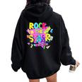 Rock The Staar Test Testing Day Retro Groovy Teacher Stars Women Oversized Hoodie Back Print Black