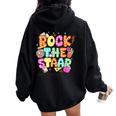 Rock The Test Staar Day Teacher Motivational Testing Day Women Oversized Hoodie Back Print Black