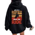 Rodeo Bull Riding Horse Rider Cowboy Cowgirl Western Howdy Women Oversized Hoodie Back Print Black