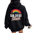 San Diego Pride Lgbt Lesbian Gay Bisexual Rainbow Lgbtq Women Oversized Hoodie Back Print Black