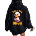 Saying What-The-Duck Duck Friends Women Oversized Hoodie Back Print Black